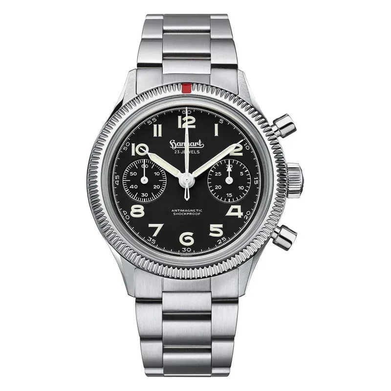 Hanhart 417 ES 1954 39 mm Steel Bracelet Silver Men's Watch H701.210-6428