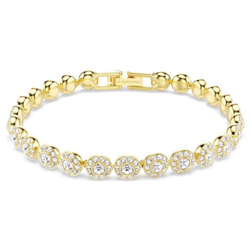 Swarovski Una Angelic bracelet, round cut, white, gold alloy layer