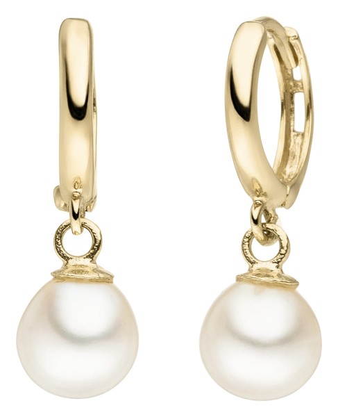 Adriana pearl hoop earrings 375/- yellow gold with freshwater pearls Udine U19-40