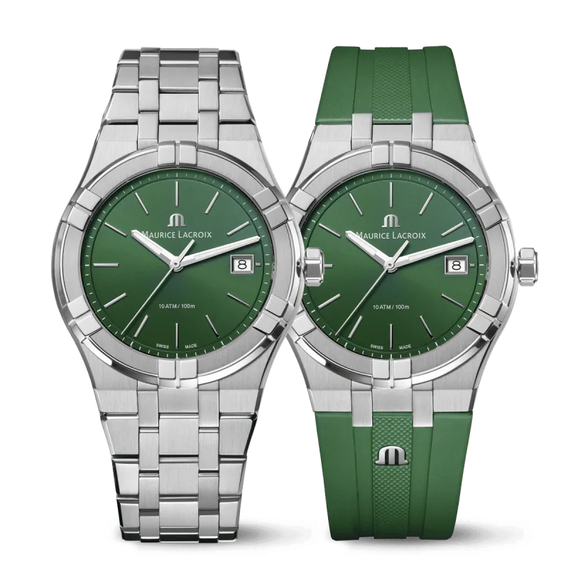 Maurice Lacroix Aikon Quartz Date 40mm, Green, including spare strap Men's watch AI1108-SS00F-630-D