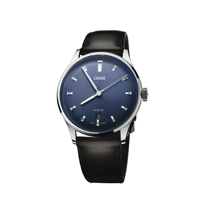 Oris Artelier Date, 38mm, leather strap, automatic, blue men's watch 01 733 7810 4055-07 6 ​​20 17FC