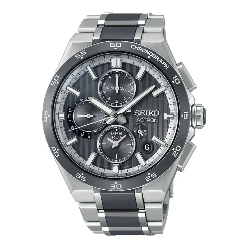 Seiko Astron GPS Solar Dual-Time Chronograph 43 mm Titanium Grey Mens Watch HAB007J1