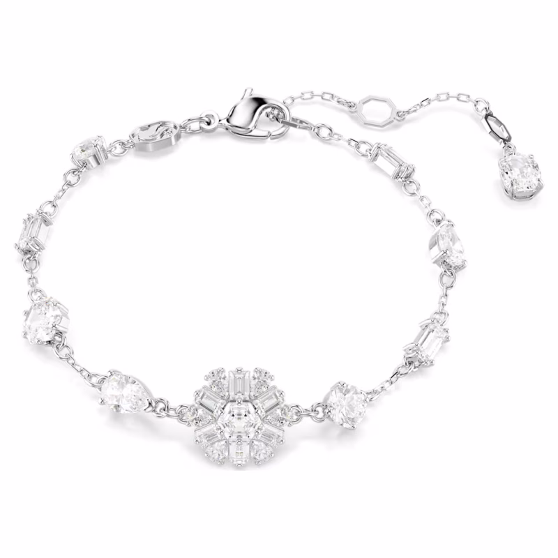 Swarovski Idyllia Bracelet, Various Cuts, Snowflake, White, Rhodium Plated