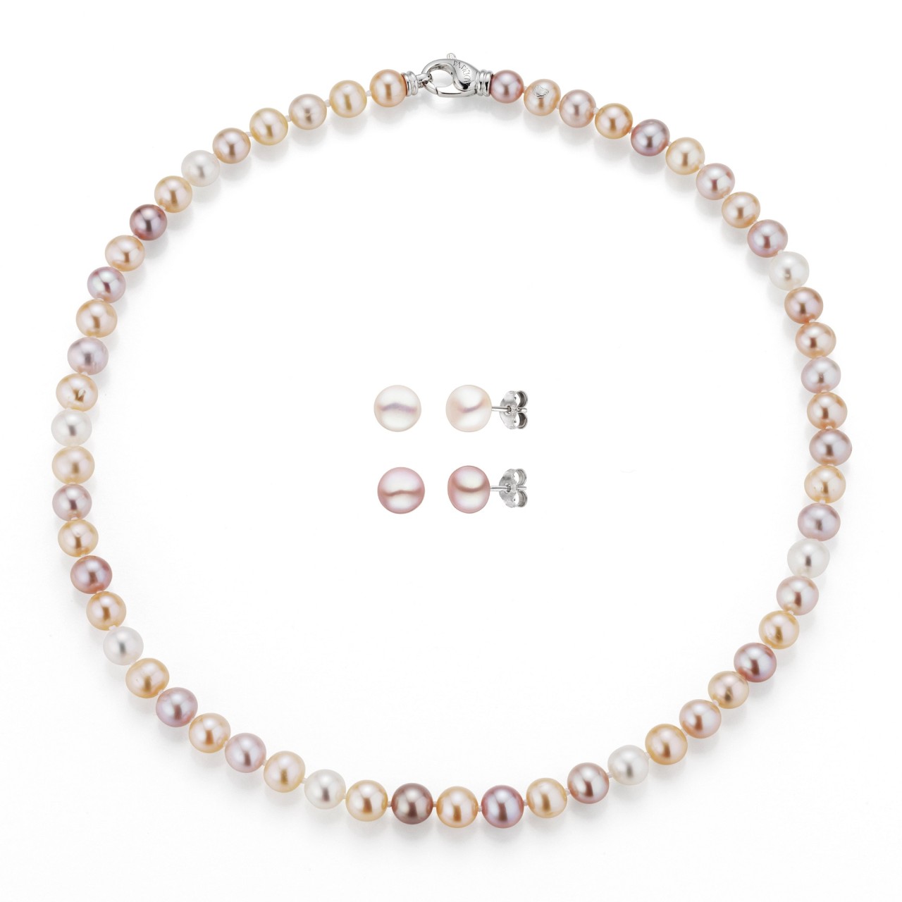Adriana set of freshwater necklace multicolor and 2 pairs of stud earrings M200
