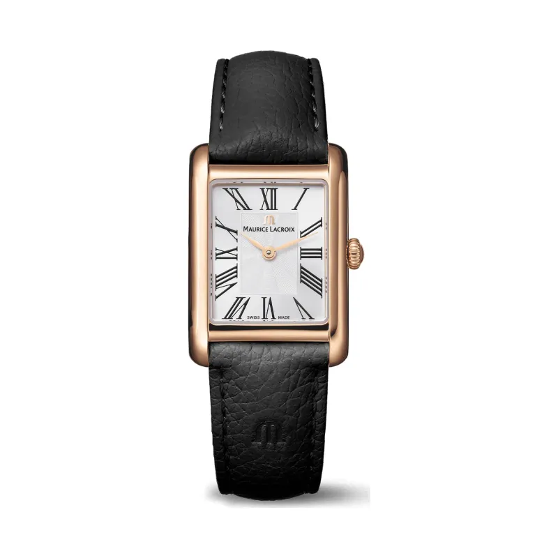 Maurice Lacroix Fiaba Square 24 x 34 mm Quartz rose gold PVD leather strap Women's Watch FA1205-PVP01-110-2