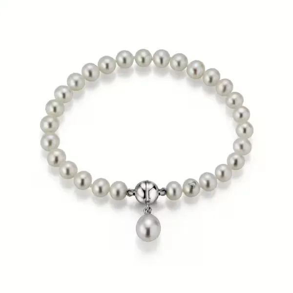Adriana pearl bracelet freshwater 6-9 mm round with teardrop pendant L25-6