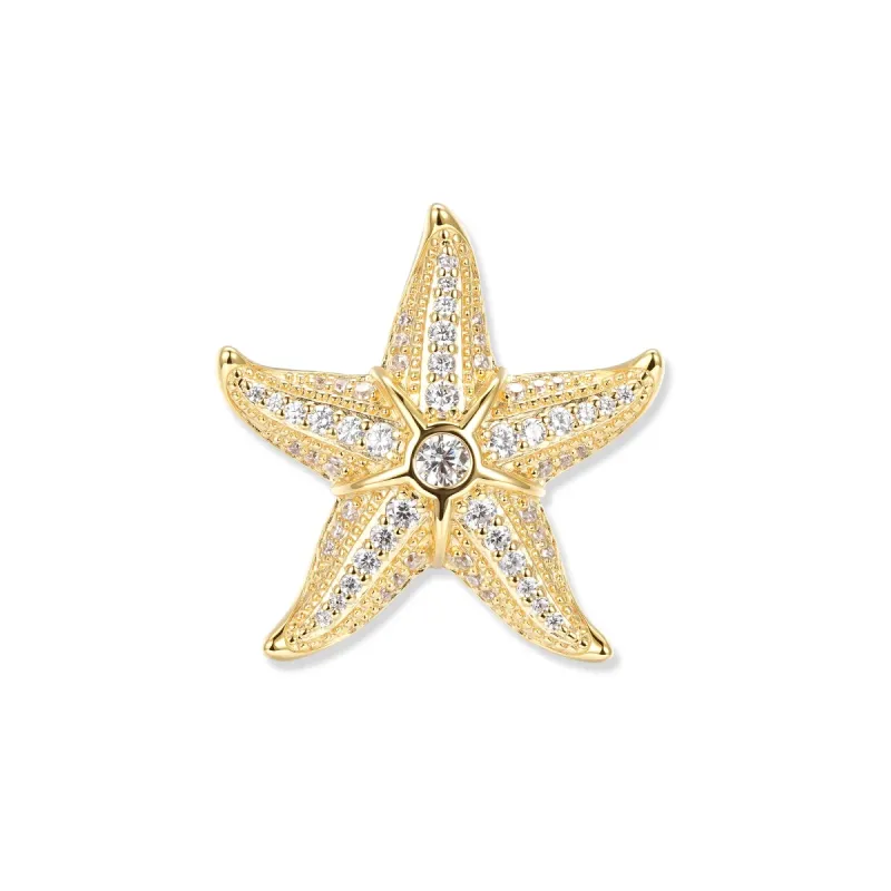 At the time, Svenja Crystal Starfish Pendant, White Zirconia, 18k gold plated, 2.4x2.4 cm