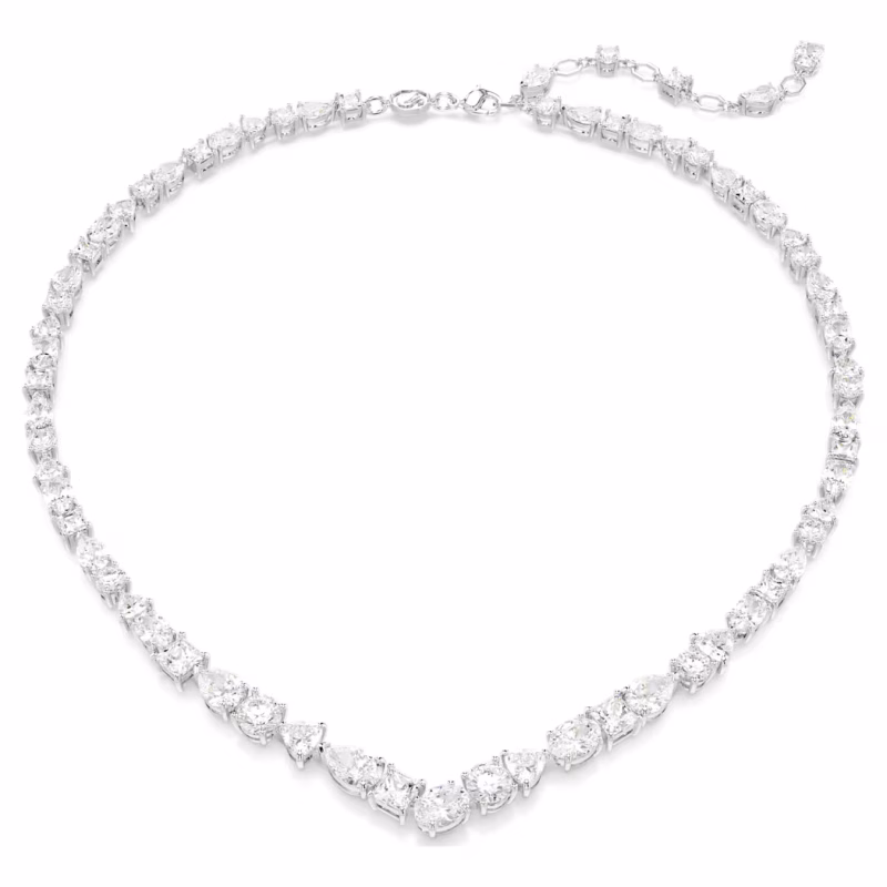 Swarovski Mesmera Necklace, Various Cuts, White, Rhodium Plated