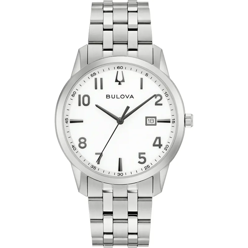 Bulova Classic Quartz, Stainless Steel White, 40mm Men's Watch 96B474