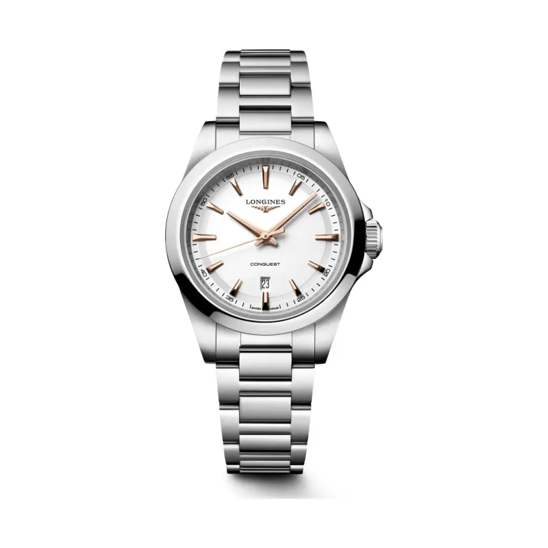 Longines Conquest Weiß steel bracelet 30 mm Women’s Watch L3.350.4.18.6