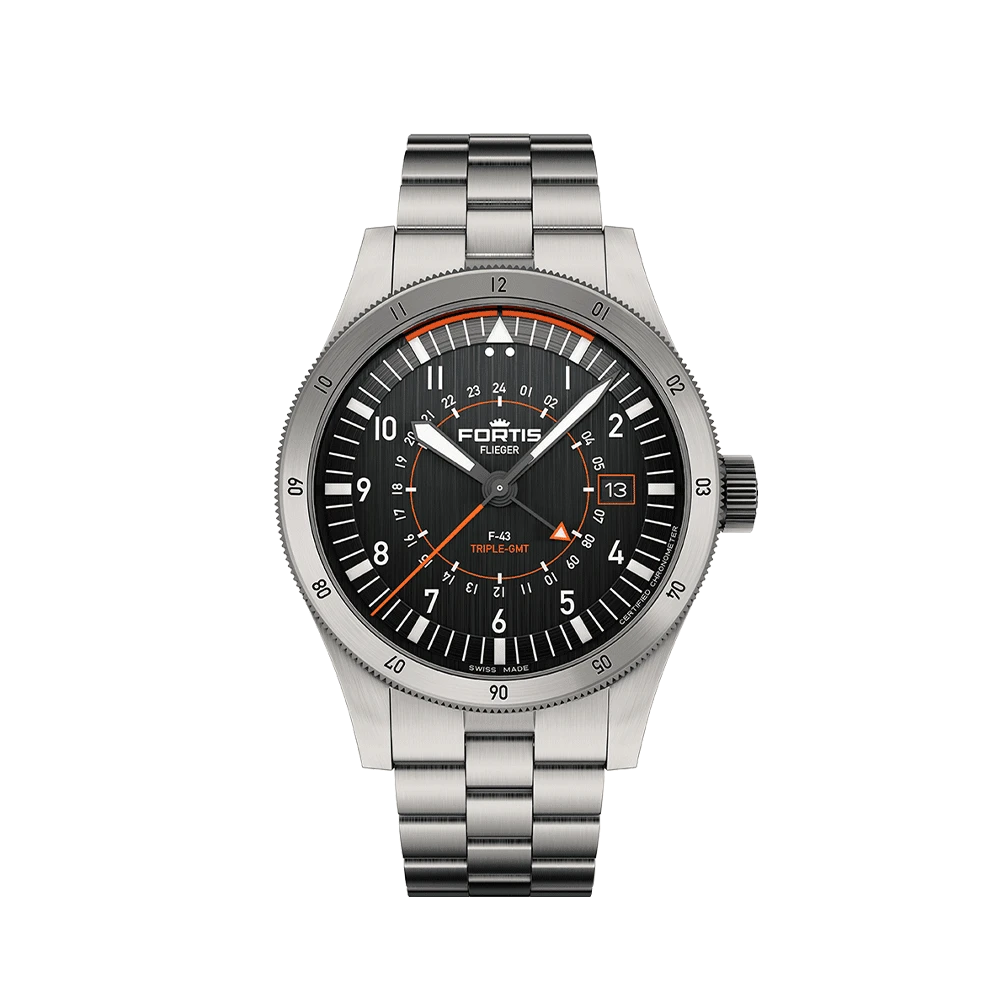 Fortis FLIEGER F-43 Triple-GMT Black Men's Watch F4260000