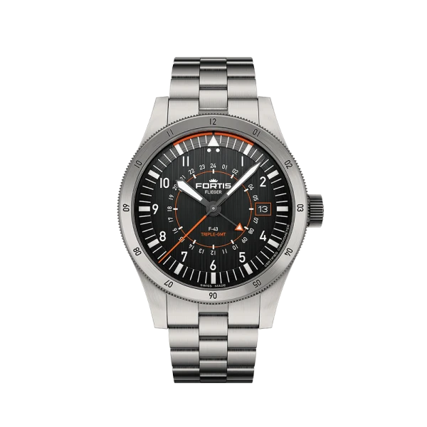 Fortis FLIEGER F-43 Triple-GMT Black Men's Watch F4260000
