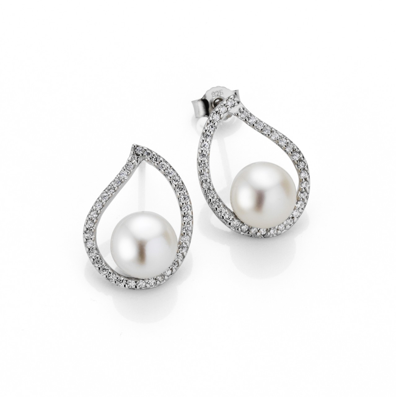 Adriana drop earrings with freshwater pearls and zirconia stones S16