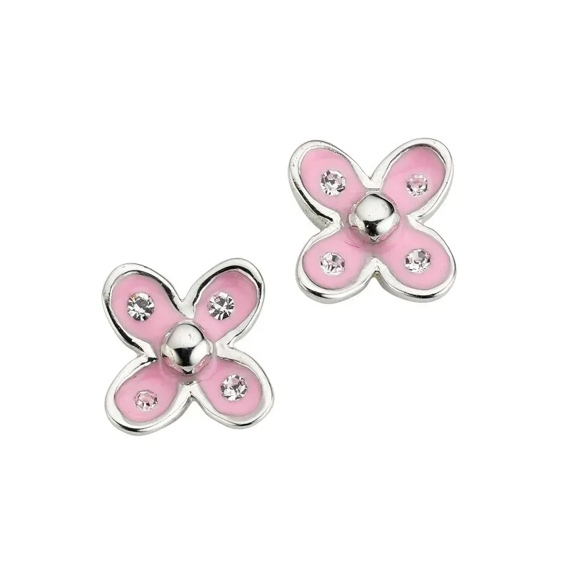CEM silver stud earrings pink blossom BOS905094