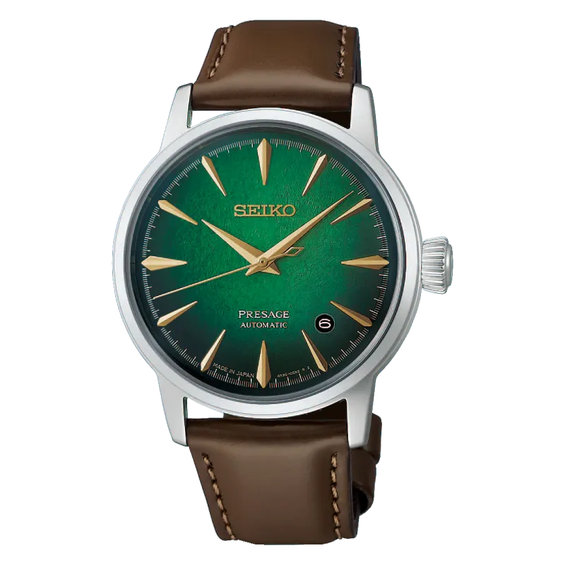 Seiko PRESAGE Automatic 3-Hand Watch, Leather Strap, 41-Hour Power Reserve, Mint Mist Green Men's Watch HCB002J1