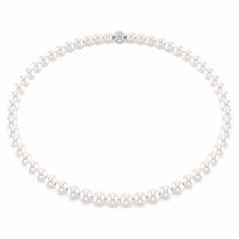 Swarovski Matrix Necklace Crystal Bead, White, Rhodium Plated