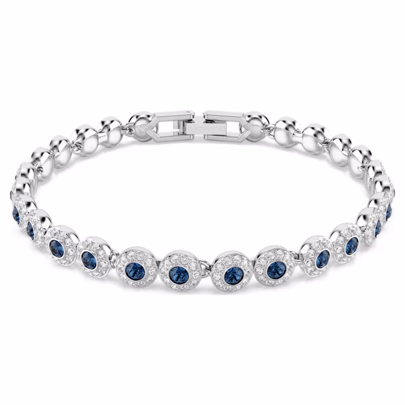 Swarovski Una Angelic bracelet, round cut, blue, rhodium plated