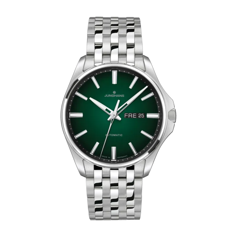Junghans Meister S Automatic, sapphire crystal, dark green, stainless steel bracelet, men's watch 27/4518.44