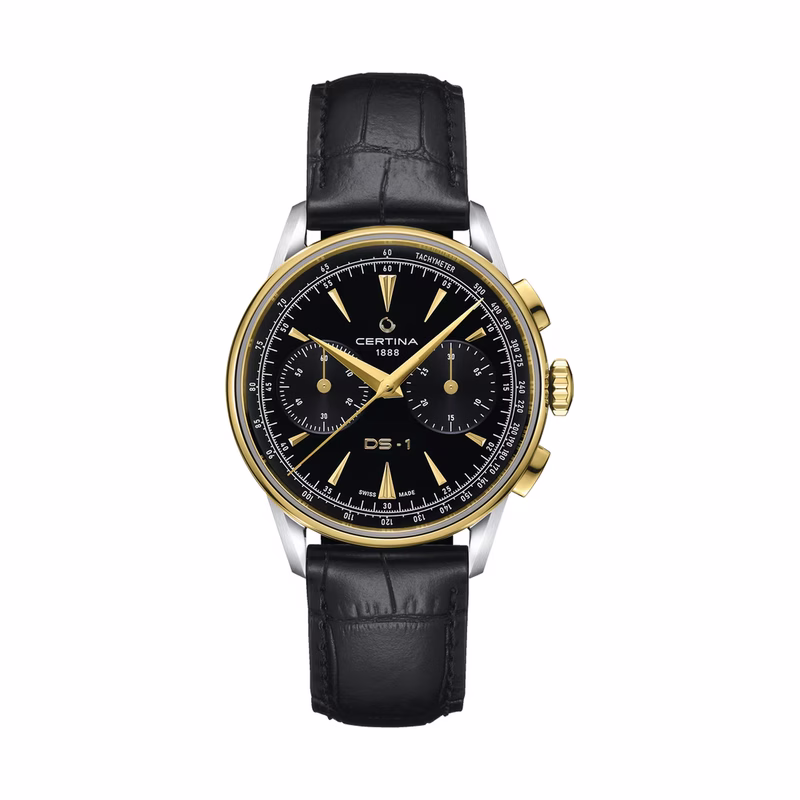 Certina DS-1 Chrono Auto, Automatic, Black, Chronograph, Leather Strap Men's Watch C029.462.26.051.00