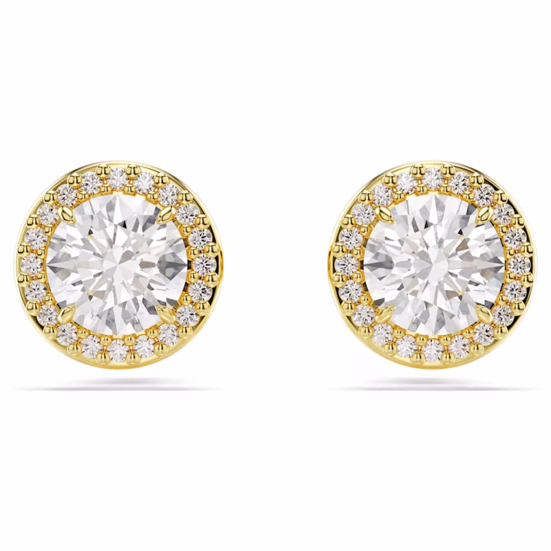 Swarovski Stecker Una Angelic Ohrstecker Rundschliff, Goldfarben, 18k vergoldet