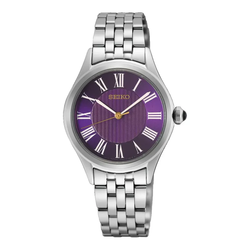 Seiko Classic Quartz 30 mm Steel Bracelet Purple Ladies Watch HGH004P1