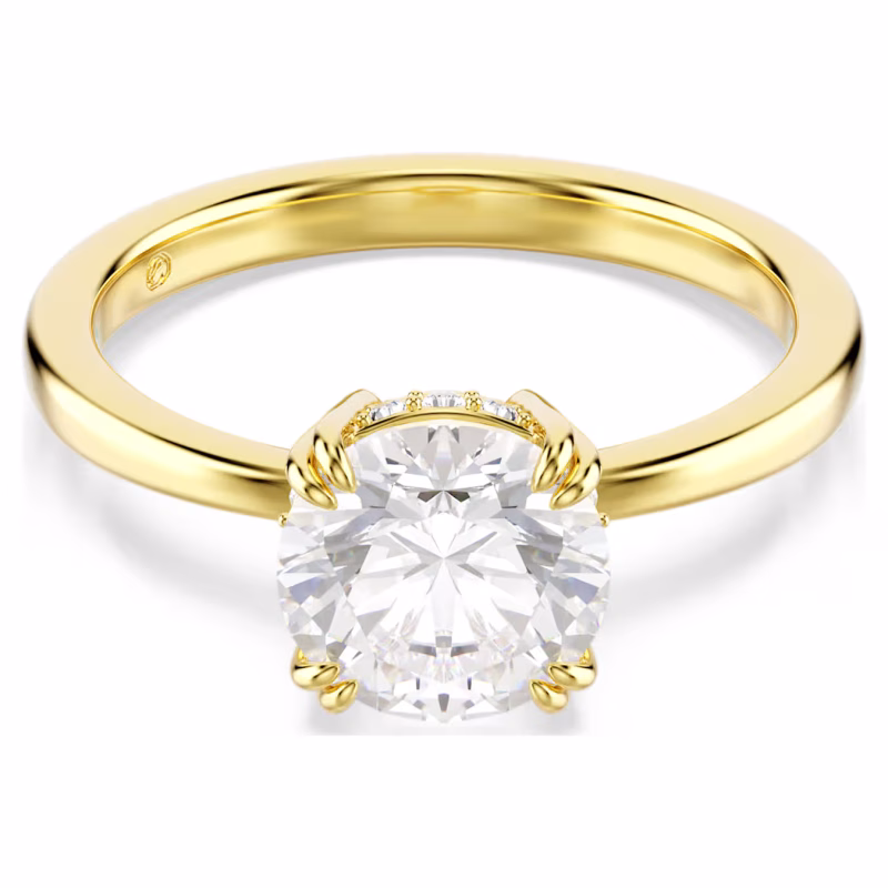 Swarovski Stilla Cocktail Ring, Round Cut, White, 18k Gold Plated