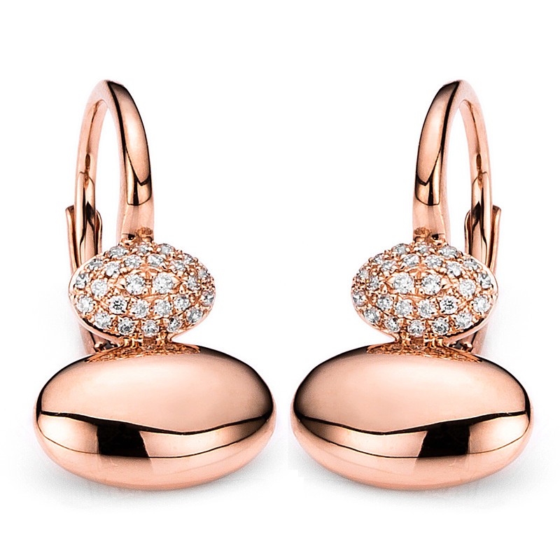 Pavé earrings 14kt 585 red gold 0.17ct