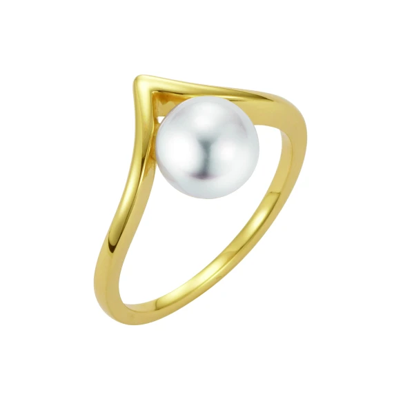 Adriana Filigree ring with Akoya pearl gold yellow N30
