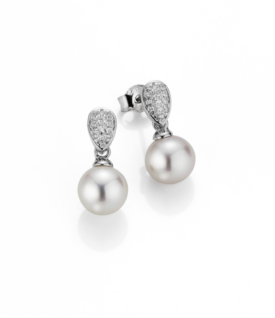 Adriana stud earrings with freshwater pearls and zirconia stones S22-W