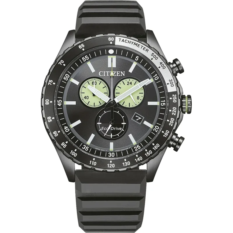 Citizen Eco-Drive Sport Chronograph, silicone strap, 43mm men's watch AT2565-05E