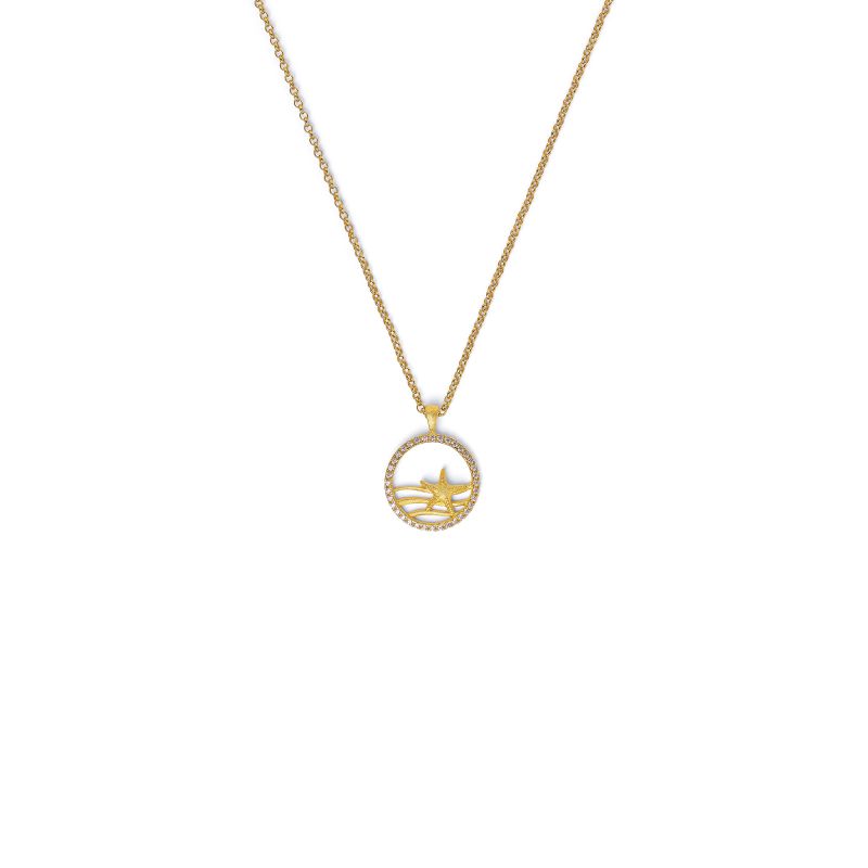 Bernd Wolf Seastar necklace with pendant, sterling silver 925, cubic zirconia