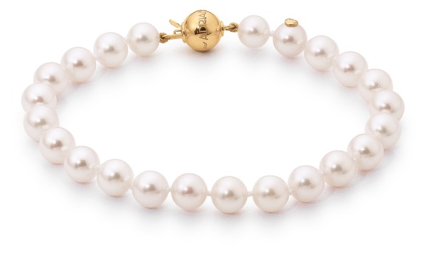 Adriana Akoya pearl bracelet 7-7.5 mm with ball clasp yellow gold N6-7