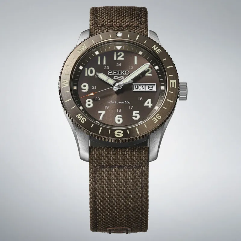 Seiko 5 Sports Field series 41mm, nylon strap, automatic, brown men's watch HDB009K1
