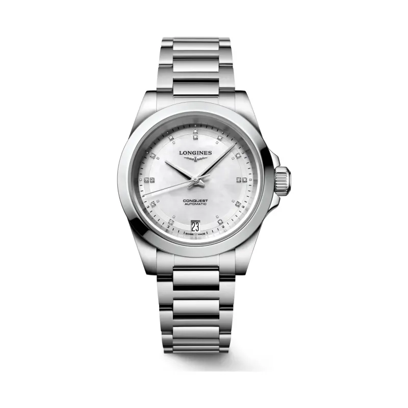 Longines Conquest Perlmutt Diamanten steel bracelet 34 mm Women’s Watch L3.430.4.87.6