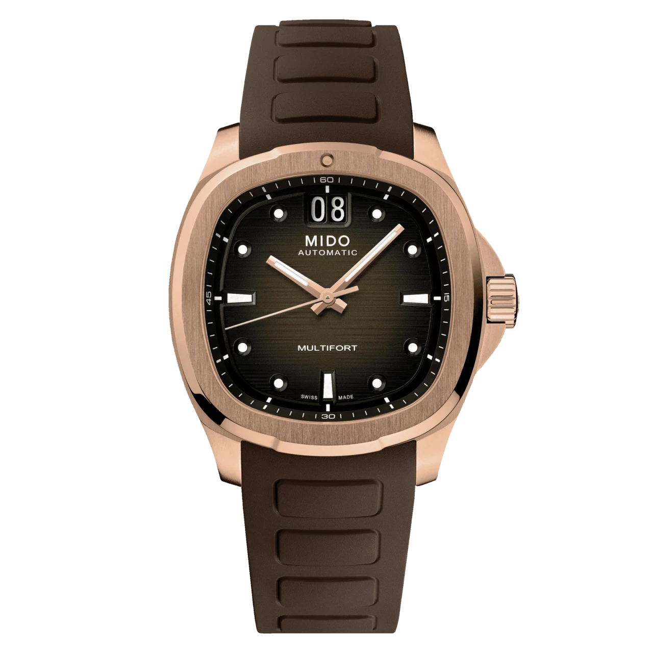 Mido Multifort TV brown rose gold big date men's watch M049.526.37.291.00