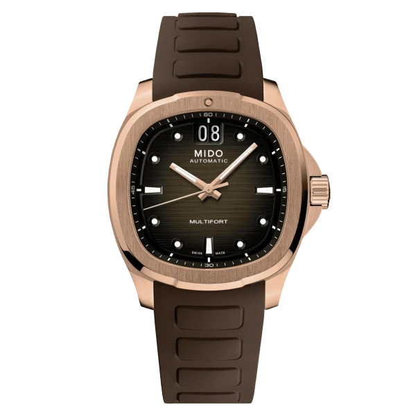 Mido Multifort TV brown rose gold big date men's watch M049.526.37.291.00