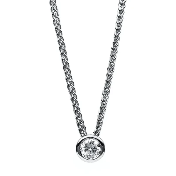 Solitaire necklace 585 white gold 14kt 0.1ct