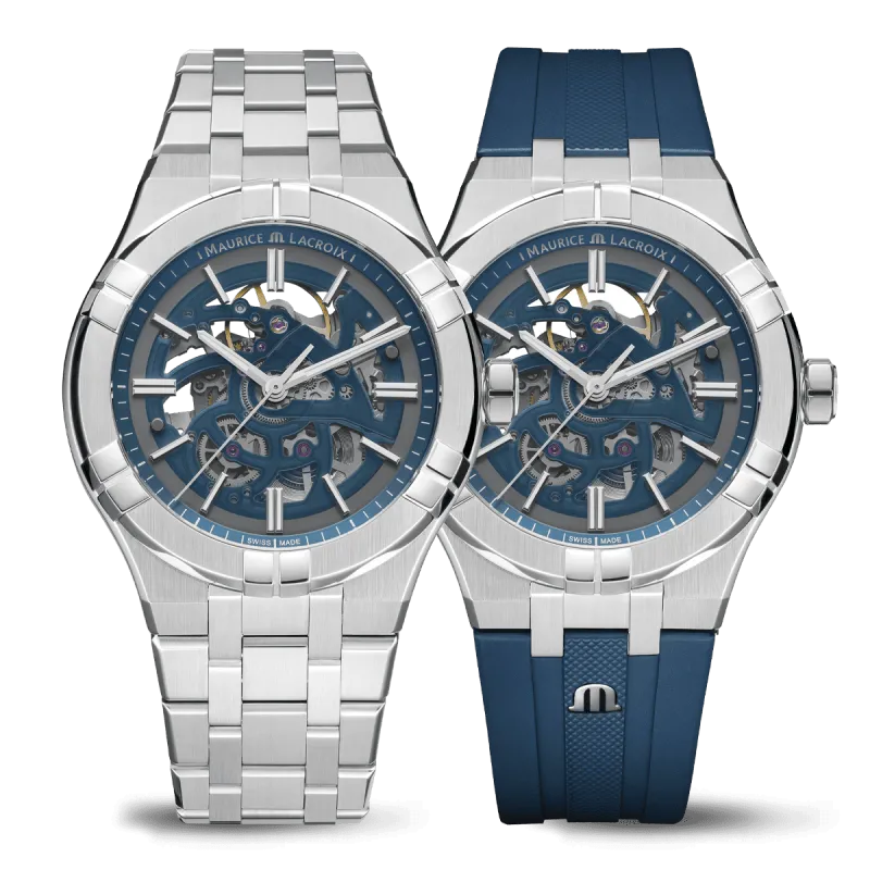 Maurice Lacroix Aikon Automatic Skeleton 42mm, Blue, including spare strap Men's watch AI6008-SS00F-031-C