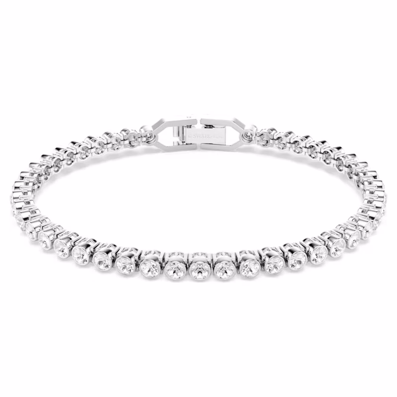 Swarovski Imber Emily Tennis Bracelet, Round Cut, White, Rhodium Plated