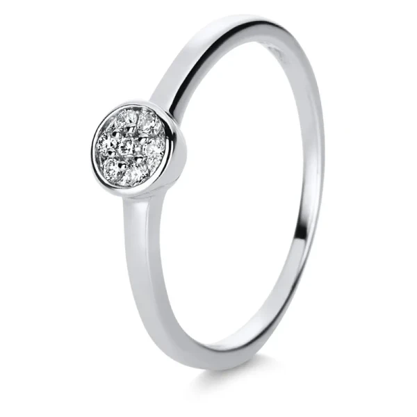 Illusion ring 14kt 585 white gold 0.09ct ring, size 56