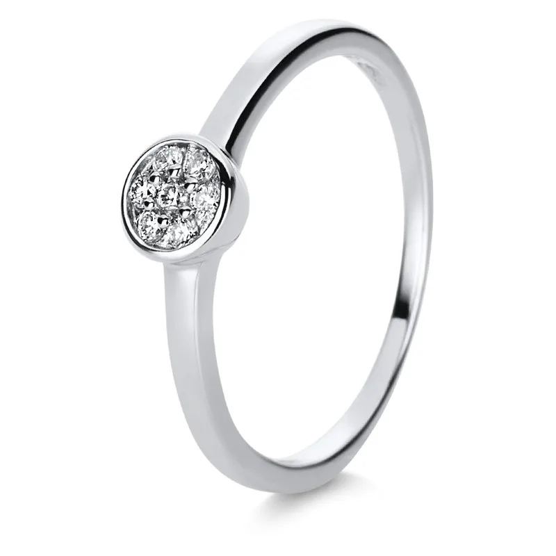 Illusion ring 14kt 585 white gold 0.09ct ring, size 56