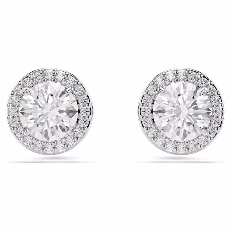 Swarovski Una Angelic Ohrstecker Rundschliff, Pavé, Weiß, Rhodiniert