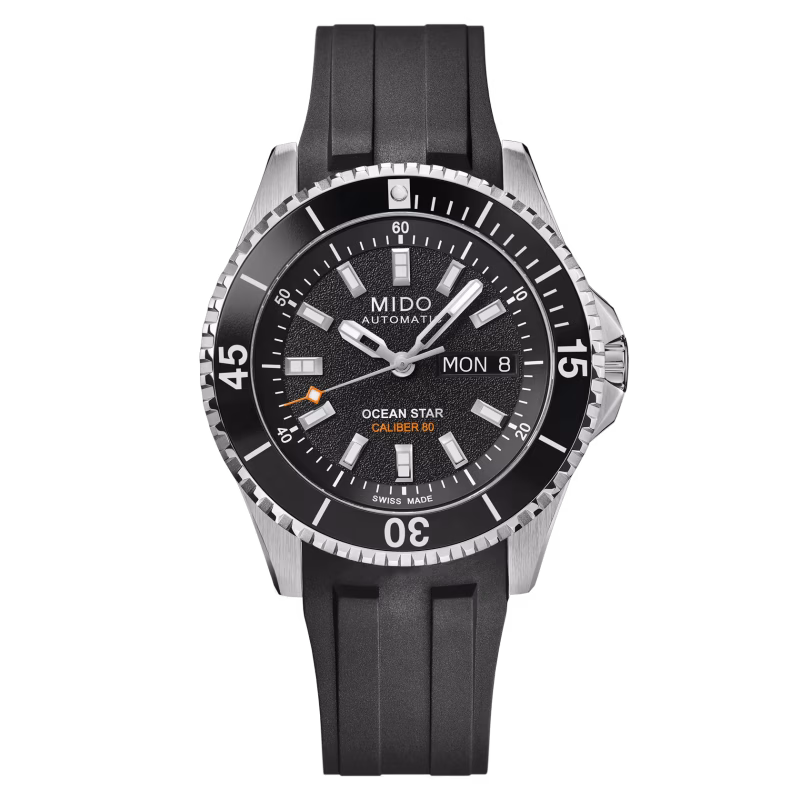Mido Ocean Star 200, 41mm, automatic, 80-hour power reserve, rubber strap, black men's watch M026.930.17.051.00