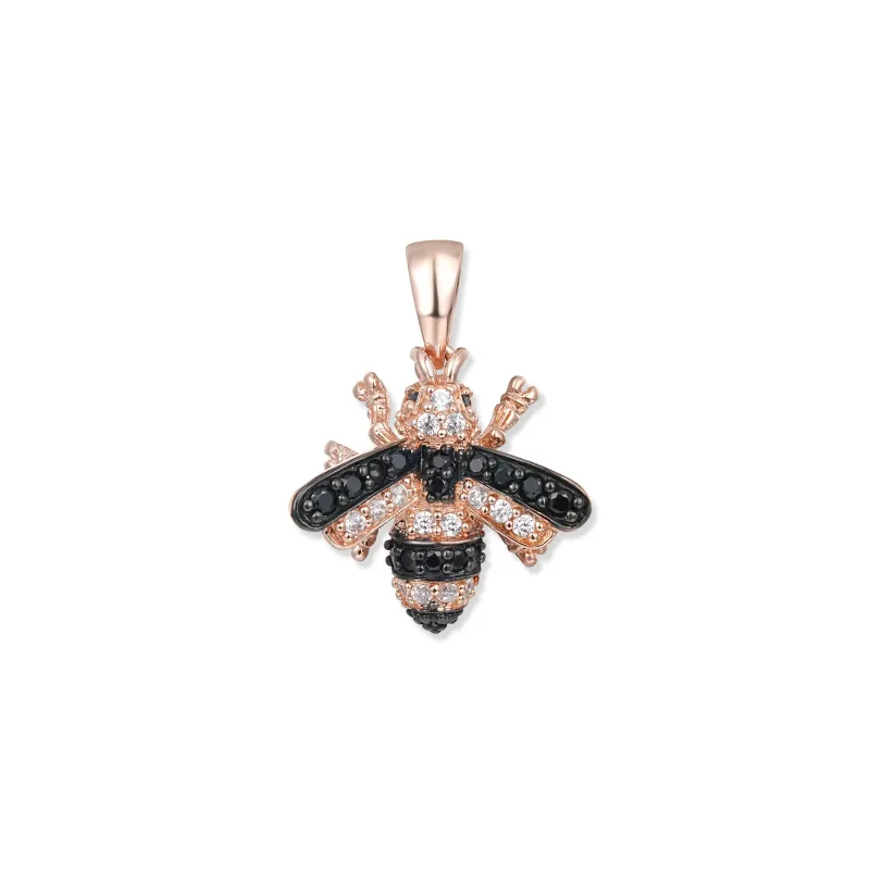 At the time, Misty Bee pendant, 18K rose gold plating with black zirconia
