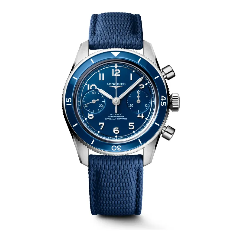 Longines Spirit Pilot Flyback Blau blue rubber strap 39,5 mm Men’s Watch L3.721.4.93.9