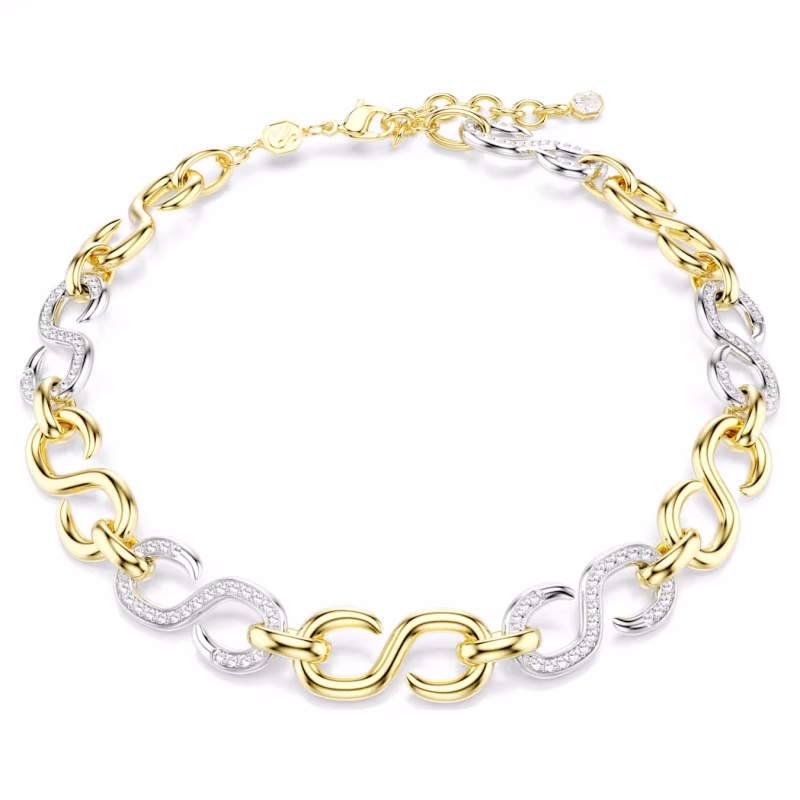 Swarovski Dextera necklace, round cut, chain, white, metal mix