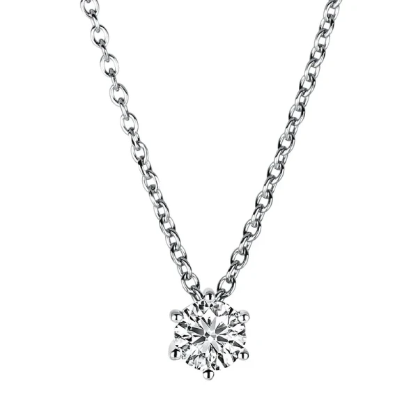 Solitaire necklace 750 white gold 18kt 0.1ct