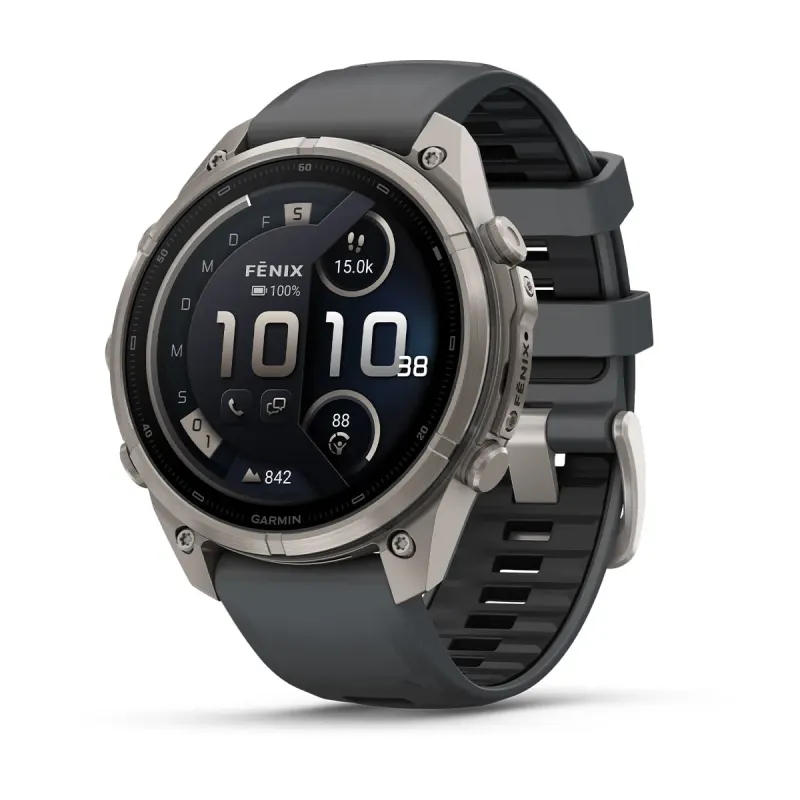 Garmin fēnix® 9 Pro inReach® - 47 mm AMOLED Sapphire Titanium with Graphite/Black Silicone Band 010-04336-21