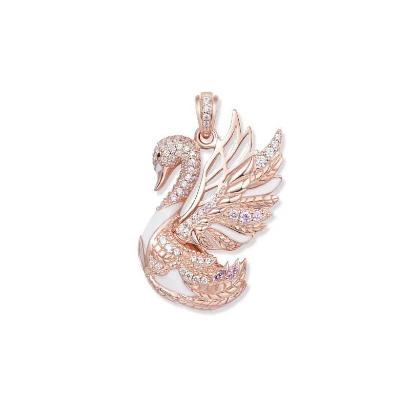 At the time, Selena Swan pendant, rose gold plated with white enamel and sparkling cubic zirconia