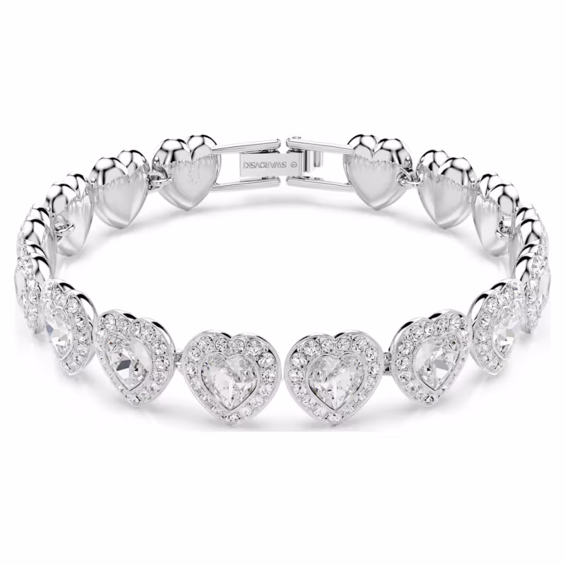 Swarovski Ariana Grande x Swarovski bracelet, various cuts, heart, white, rhodium-plated